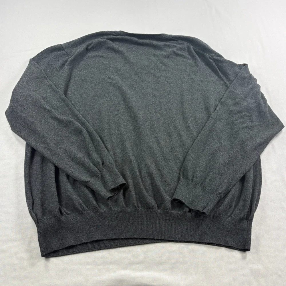 Polo Ralph Lauren Sweater Mens 3XB Big Gray Pima Cotton V-Neck Pullover Stretch